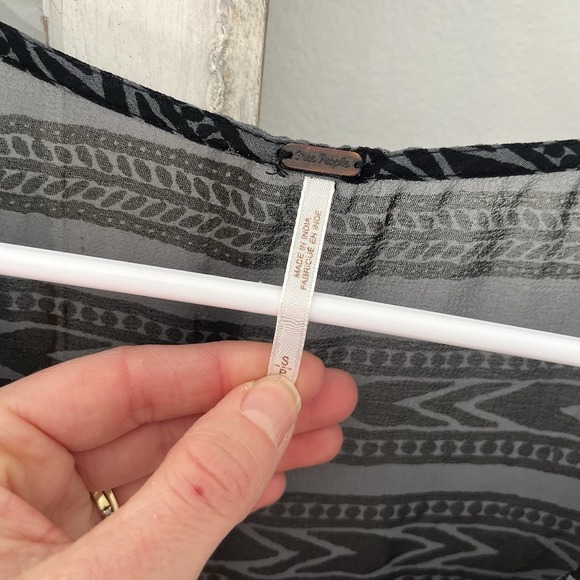 Free People "Feather in the Wind" Sheer Boho Airy Embellished Tunic Size S - Picture 6 of 9